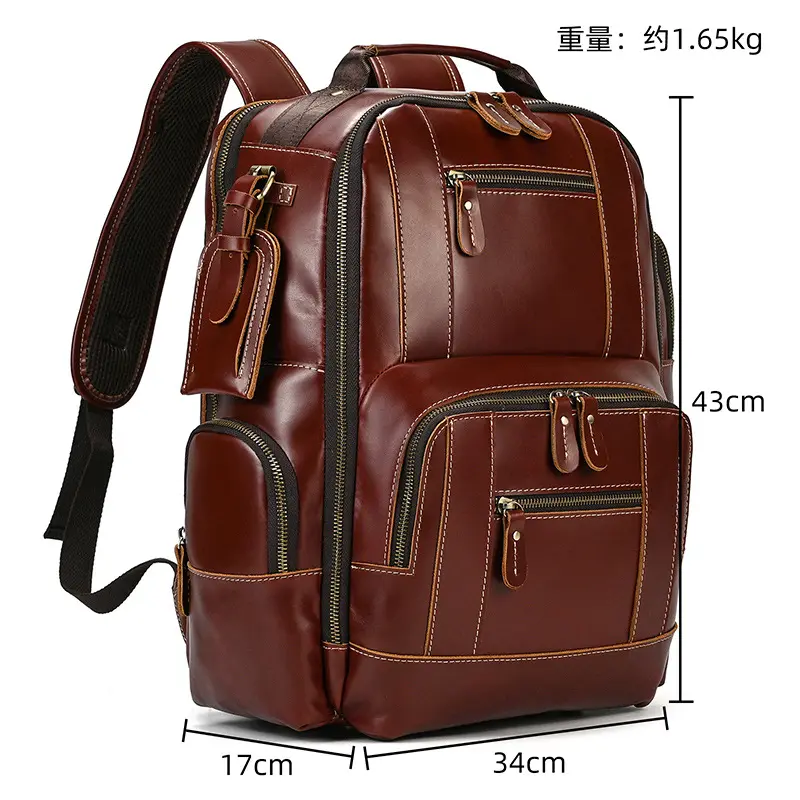 Leather backpack, men's capacious travel bag, one-shoulder bag — chobi 28