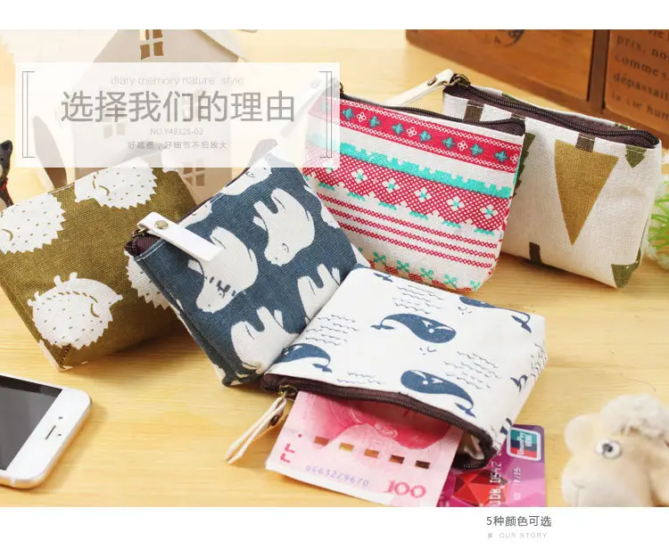 Wallet, cloth, fashionable coins, cartoon cute organizer bag for keys, cotton and linen, Korean style, simple and elegant design — chobi 7
