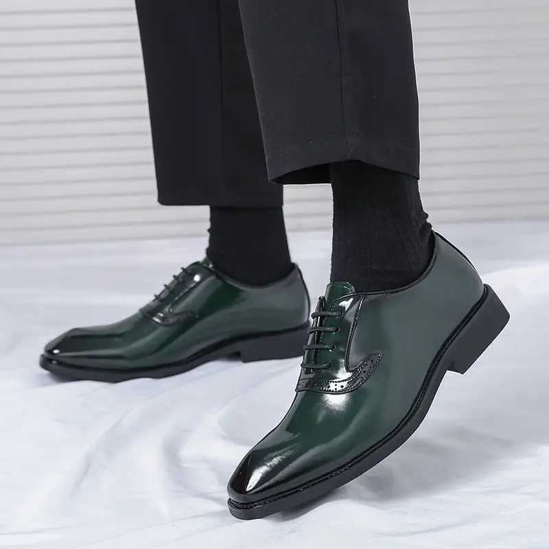 (Cross-border trading), men's glossy green shoes English style, British style, Korean style — chobi 8