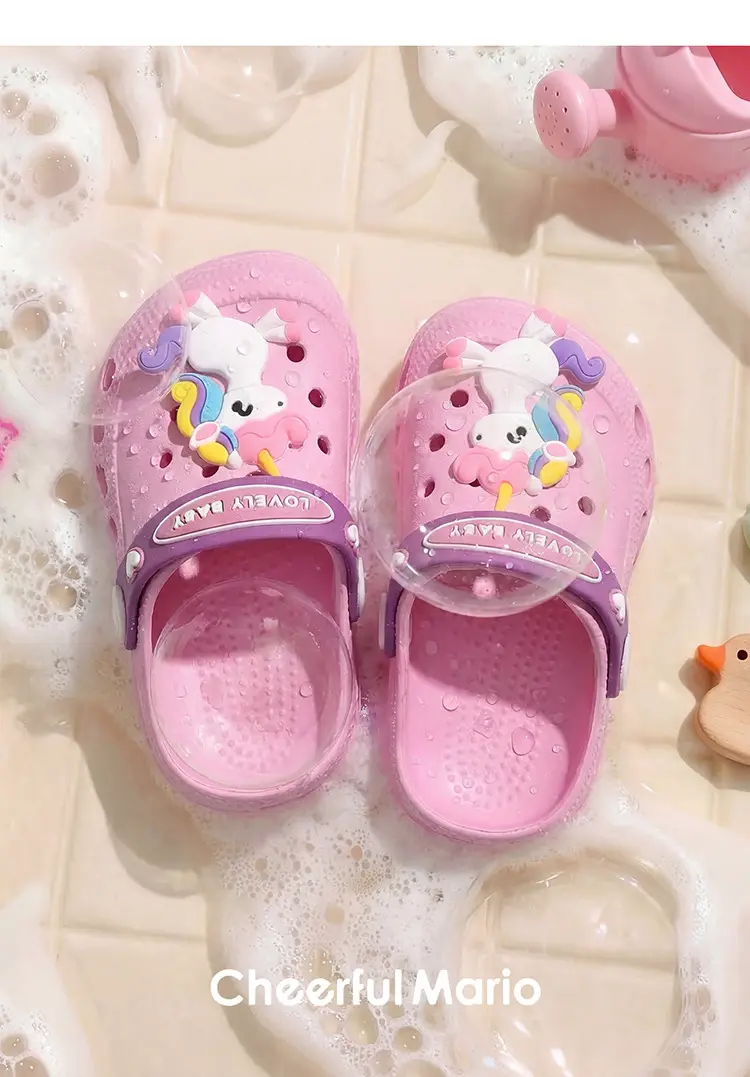 Children's cute Crocs-style slippers for boys, beach mule, soft sole, closed heel, closed toe — chobi 17