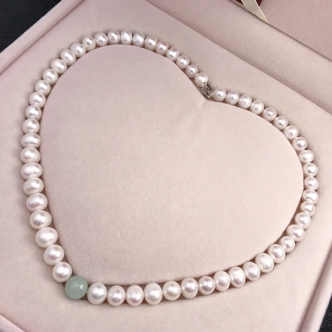 Organic accessory, necklace from pearl, chain, set for mother's day, silver 925 sample, Birthday gift — chobi 27