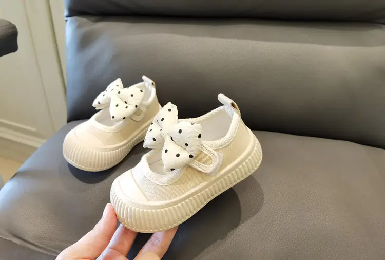 Children's cloth espadrilles with bow for early age, suitable for spring and autumn, soft sole, princess style — chobi 9
