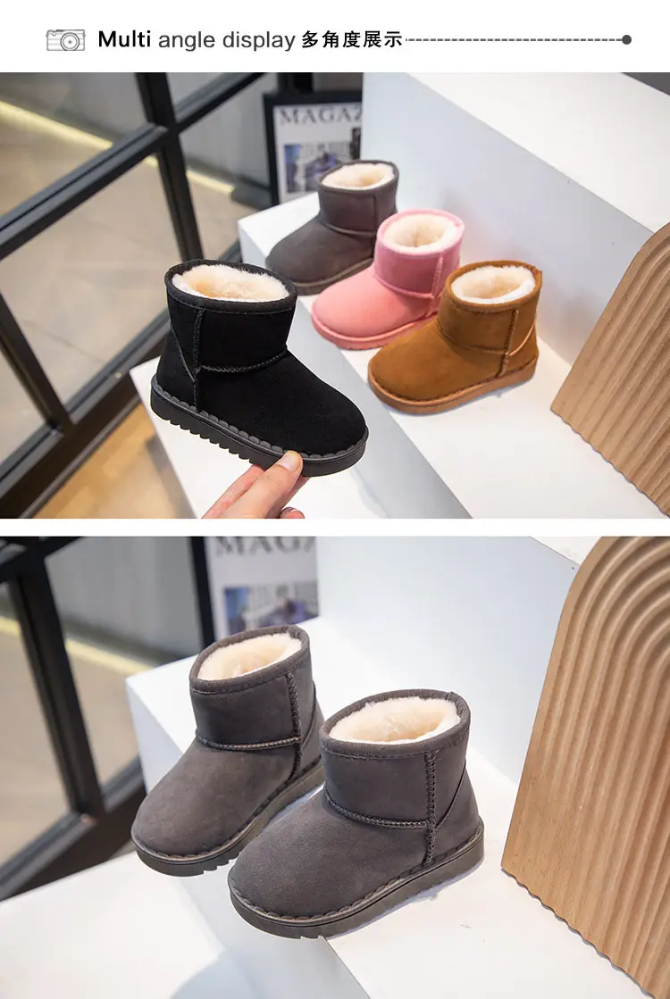 Children's winter set for men and women, slip-ons, suede insulated keep warm low boots, for teenagers — chobi 7