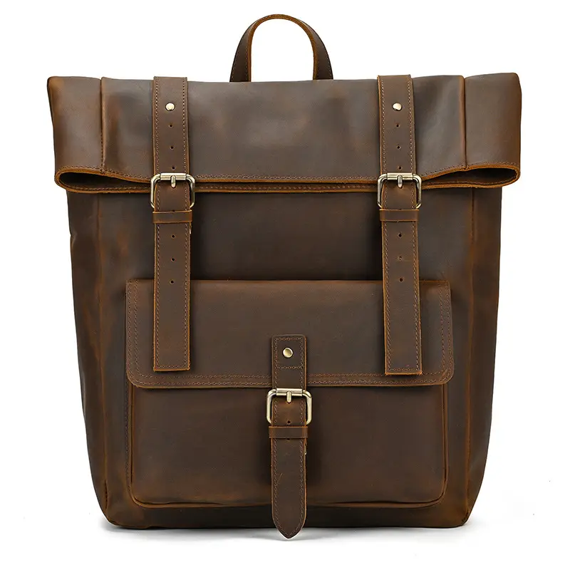 Leather backpack, men's capacious travel bag, one-shoulder bag — chobi 6