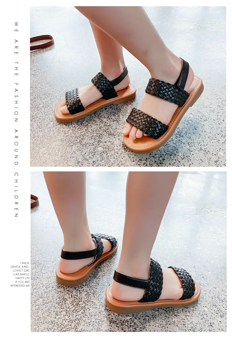 Summer children's beach woven fashionable sandals open toe, spring 2026 collection, Korean style, soft sole, princess style — chobi 10