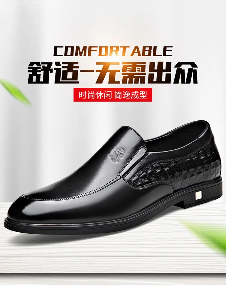 Men's human head, leather casual wedding shoes, crocodile print, genuine leather, cowhide — chobi 3