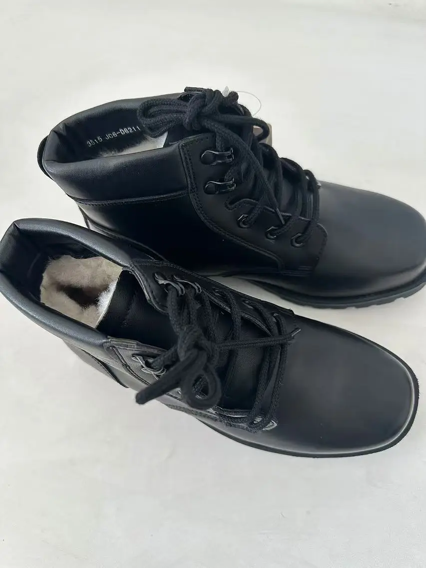 3515 Jihua winter cotton shoes men's cowhide thickened military hook wool boots plus velvet warm short boots snow boots leather boots — chobi 5