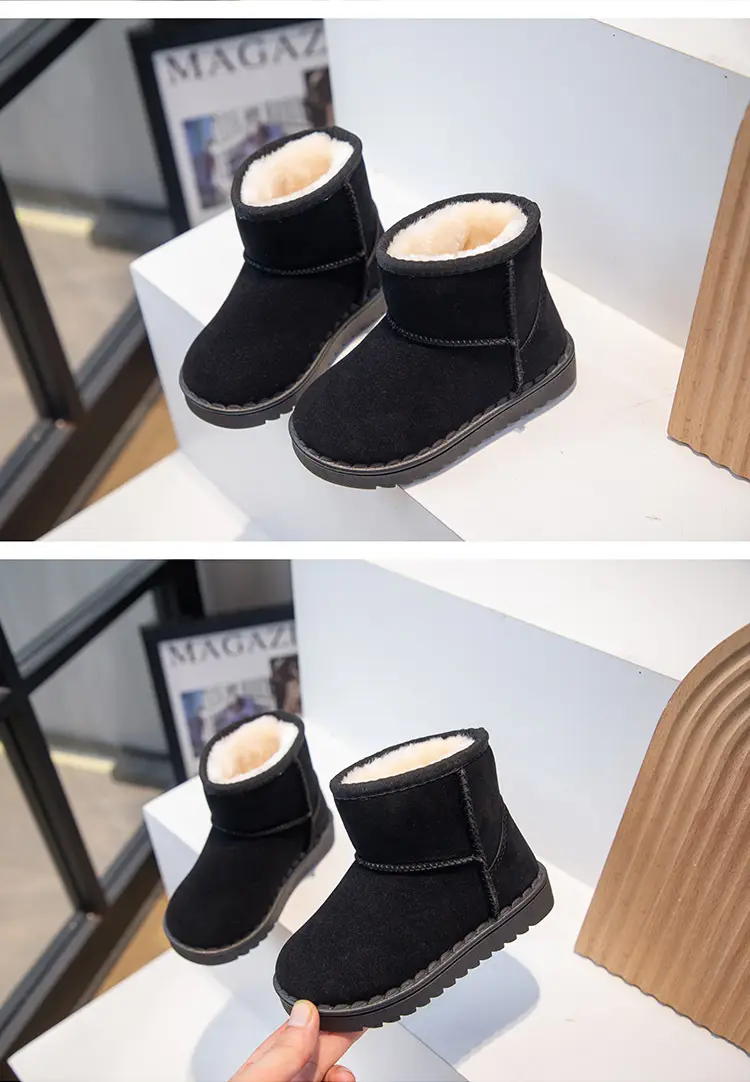 Children's winter set for men and women, slip-ons, suede insulated keep warm low boots, for teenagers — chobi 10
