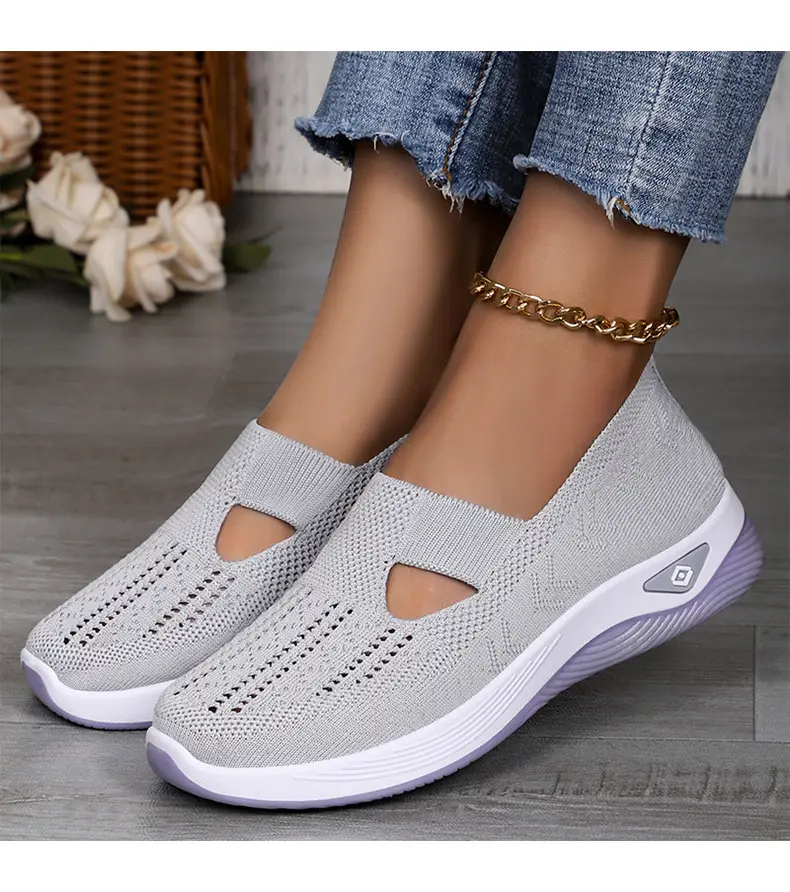 (Cross-border trading), breathable lightweight casual footwear, comfortable shoes made of mesh low-cut, plus size, made with flyknit technology, women — chobi 11