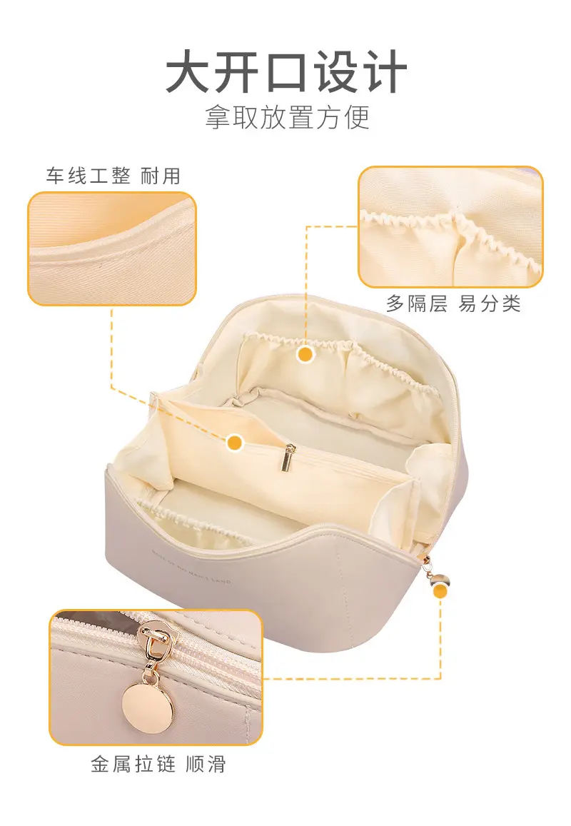 Fashionable handheld cosmetic bag to go out, capacious organizer bag for traveling, high quality polyurethane purse — chobi 9