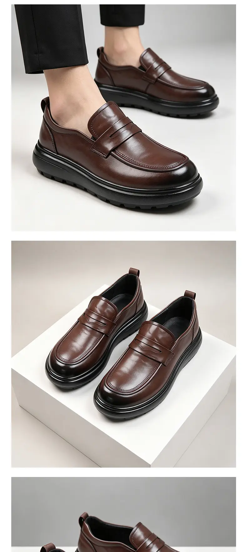Shoes, loafers platform, universal slip-ons, men's casual breathable classic suit jacket, genuine leather — chobi 5