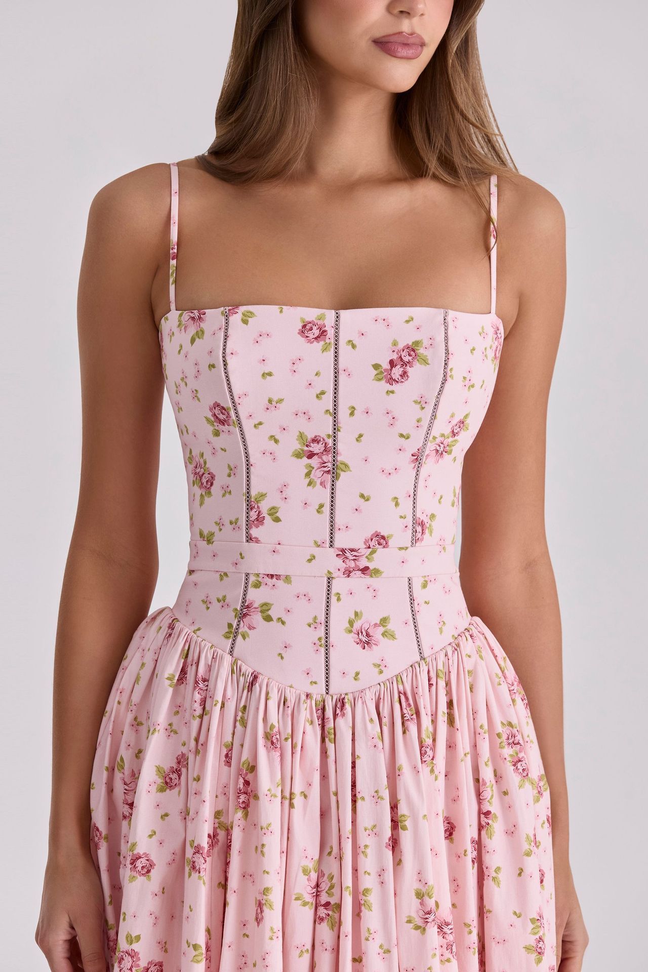 Elegant fashionable dress, skirt, high-quality style, french style, lifting effect, floral print — chobi 25