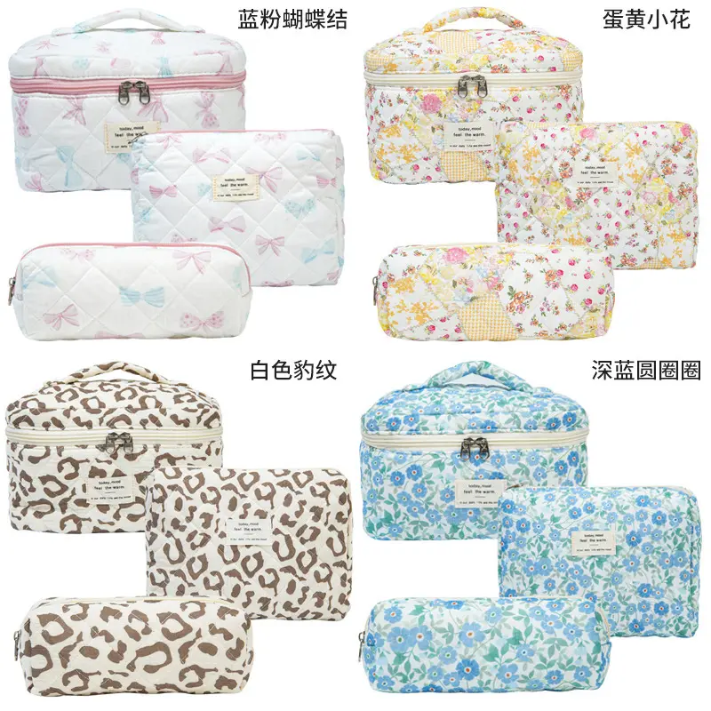 Handheld capacious cosmetic bag, cute brand storage system for traveling, flowered — chobi 7