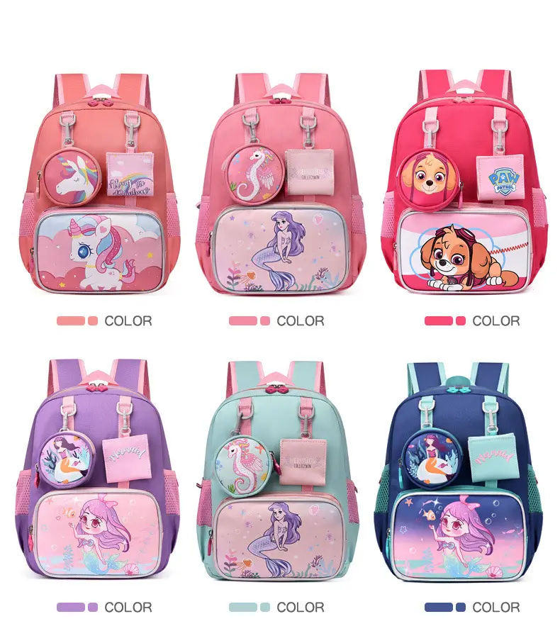 School bag for kindergarten, cartoon backpack for students, purse, card holder, pony, Spiderman — chobi 2