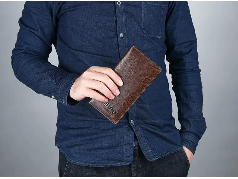(Cross-border trading), jeep, men's long wallet, card holder, retro solid color bag — chobi 25