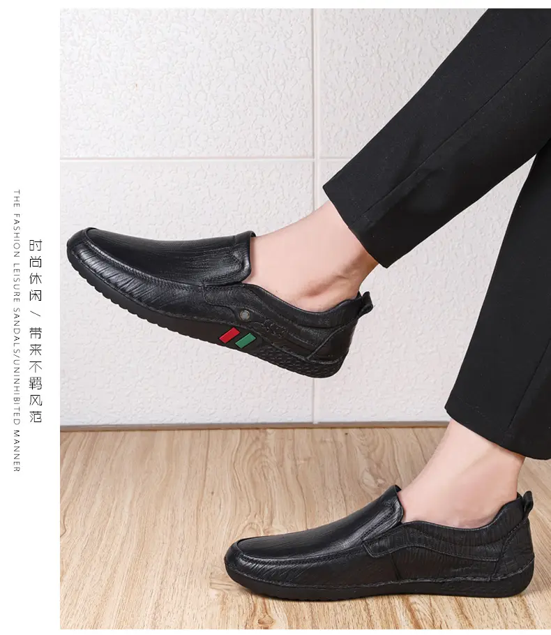Men's autumn casual leather shoes platform, loafers, plus size, soft sole, cowhide — chobi 19