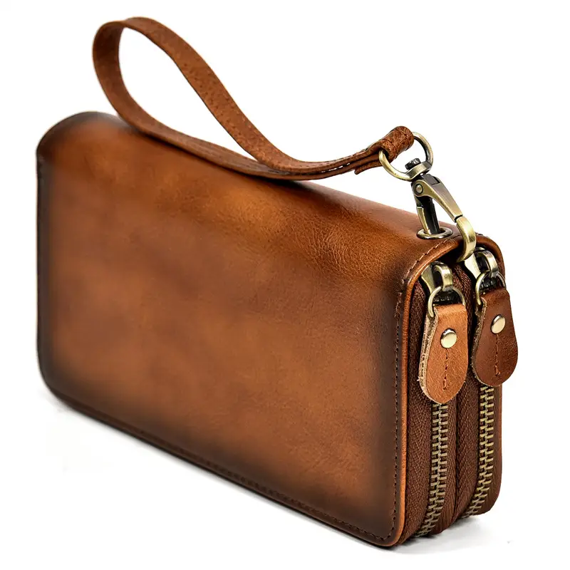 Leather long wallet with zipper, genuine leather — chobi 17