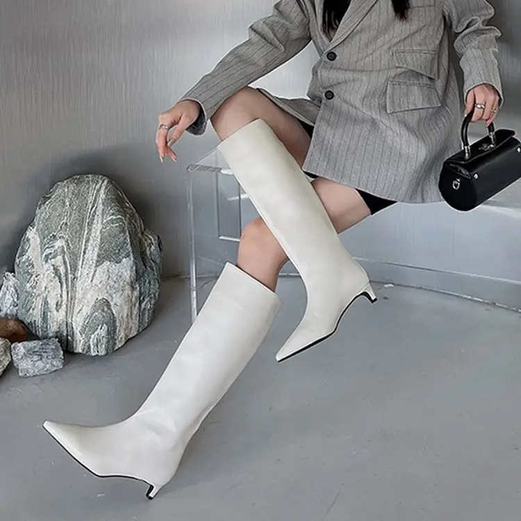 Demi-season fashionable solid color high boots pointed-toe — chobi 1