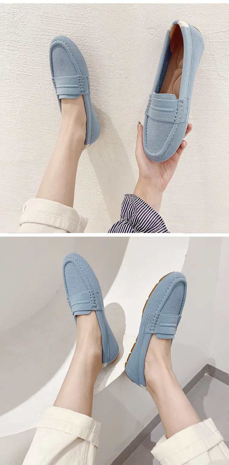 (Cross-border trading), knitted woven shoes, casual loafers, Collection Year 2025, round toe, non-slip sole — chobi 25