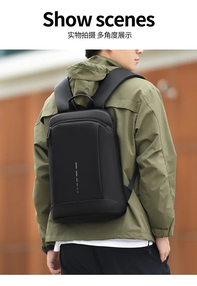 Capacious casual laptop, light and thin backpack, business version, with your logo imprint — chobi 19