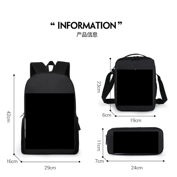 Set, backpack for students, school bag, pencil case, 3 piece set, primary and secondary school — chobi 6