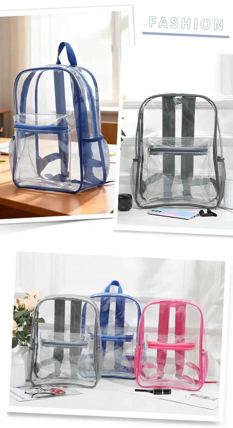 Transparent backpack PVC, capacious travel school bag for traveling — chobi 4