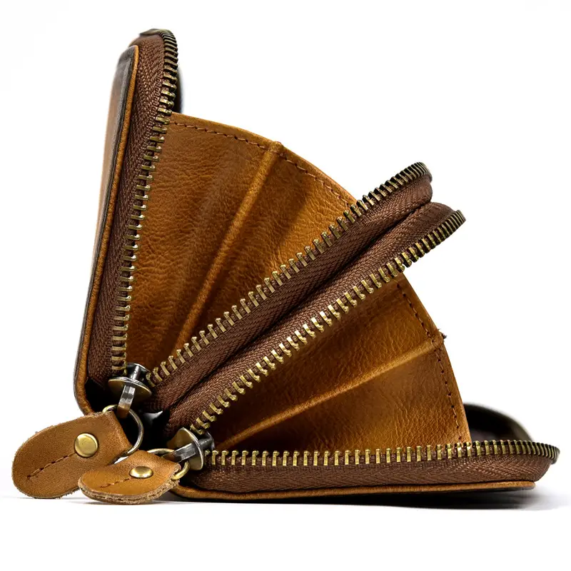 Leather long wallet with zipper, genuine leather — chobi 36