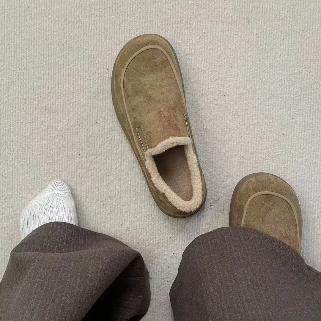 Demi-season keep warm Beijing cloth slippers flat, insulated loafers — chobi 4