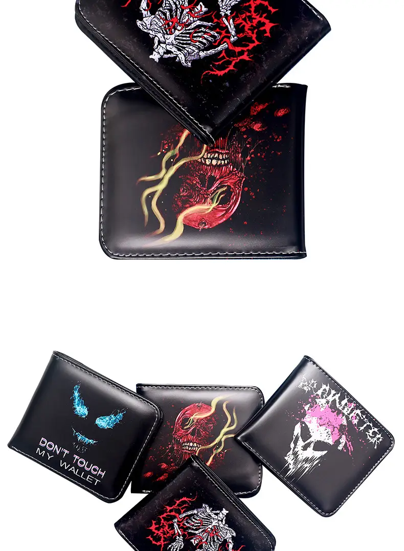(Cross-border trading), wallet, short cartoon skull with zipper, new collection — chobi 22