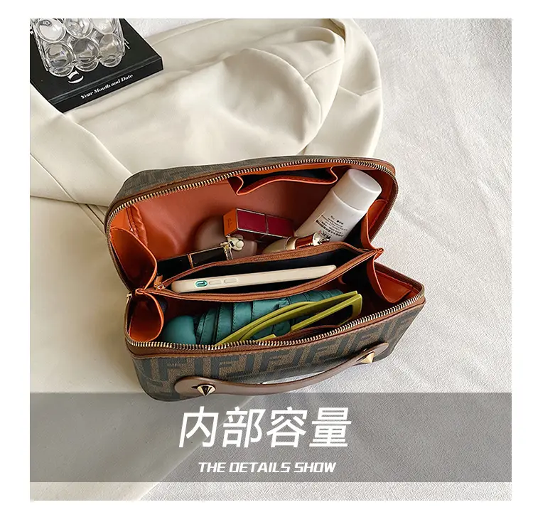 Capacious cosmetic bag for traveling, handheld waterproof retro organizer bag — chobi 21