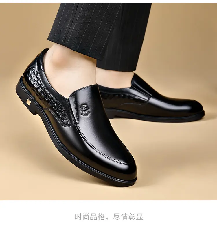 Men's human head, leather casual wedding shoes, crocodile print, genuine leather, cowhide — chobi 17