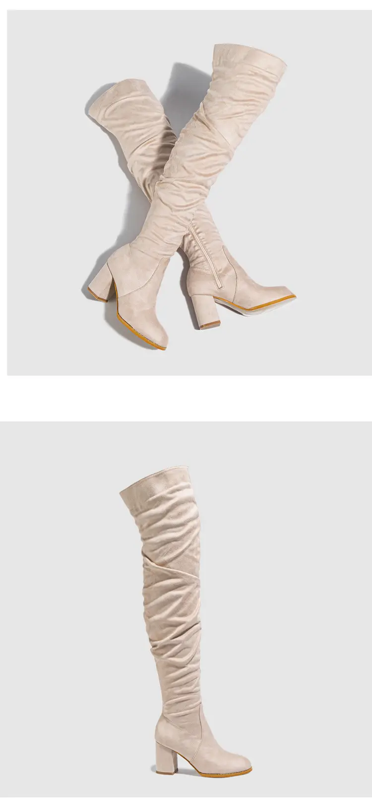 Spot - New foreign trade over-knee boots soft-faced natural wrinkled thick-heeled outdoor street catwalk women's boots size 35-42 — chobi 22