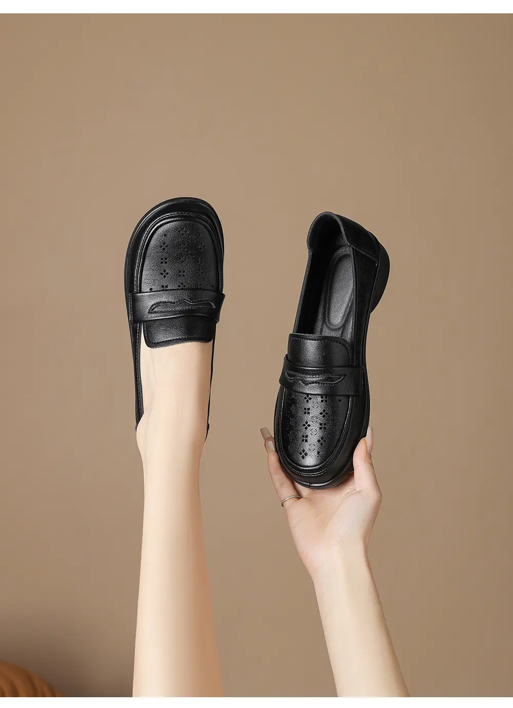 Loafers made of soft leather, comfortable “mom shoes” flat, casual footwear, Collection Year 2026, soft sole, easy to put on — chobi 25