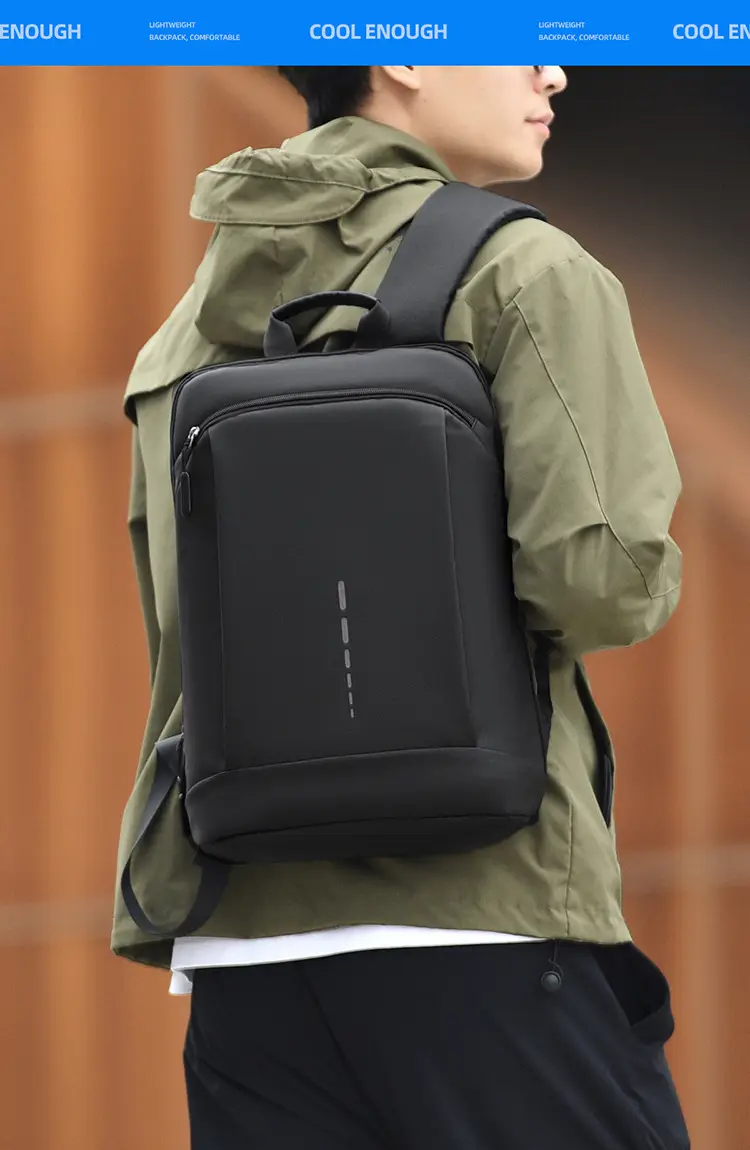 Capacious casual laptop, light and thin backpack, business version, with your logo imprint — chobi 10