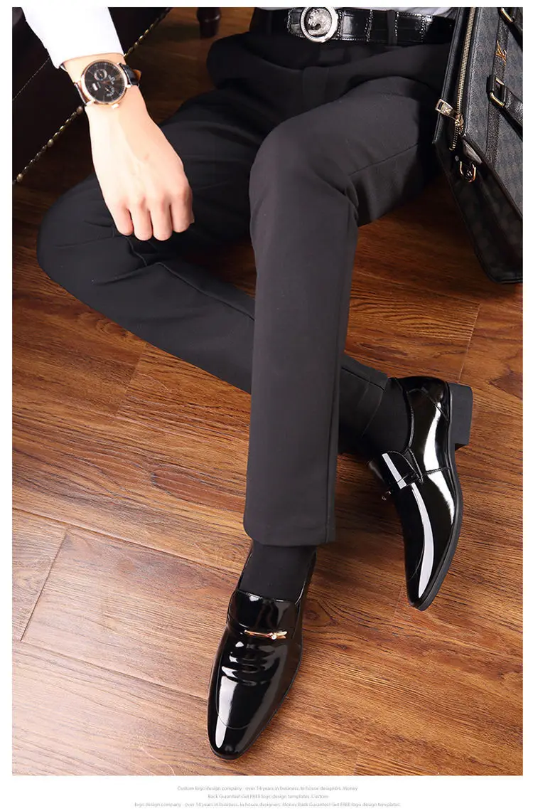 (Cross-border trading), casual men's classic suit jacket, glossy slip-ons made of patent leather, black wedding shoes, plus size — chobi 13