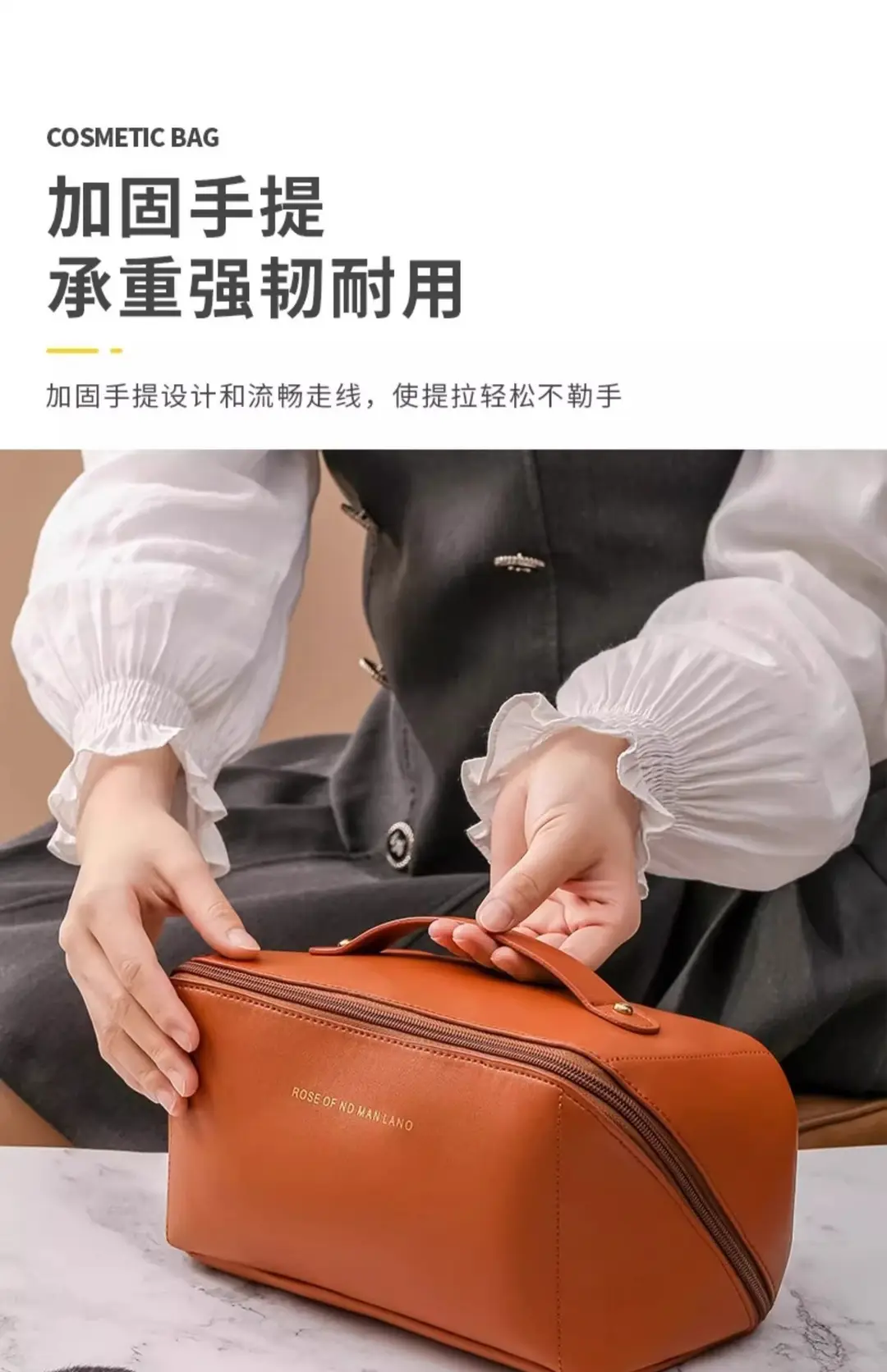 Capacious cosmetic bag, handheld brand shoulder bag, storage bag for traveling, high-quality style, internet celebrity — chobi 9