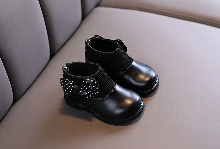 Children's cotton boots 2023 new winter children's shoes Korean style girls' soft sole leather boots baby versatile plus velvet Martin boots — chobi 4
