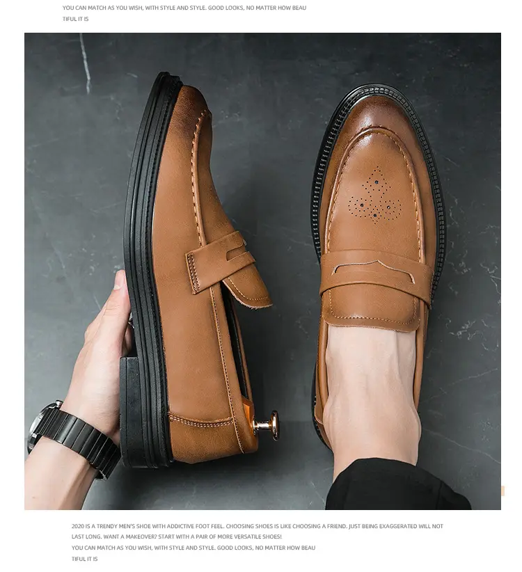 Shoes pointed-toe, men's casual classic suit jacket English style, 2023, British style, soft sole, non-slip sole — chobi 13
