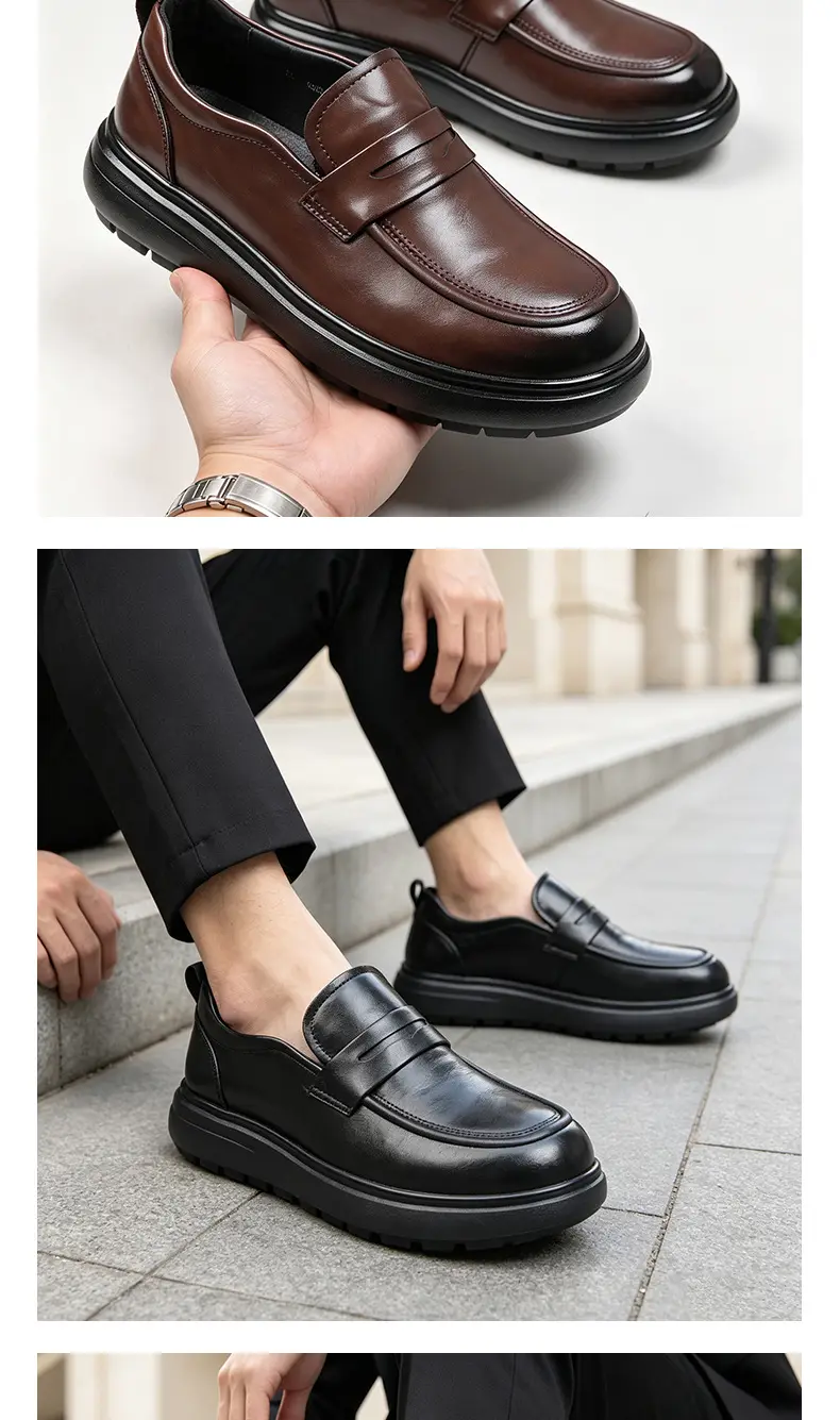 Shoes, loafers platform, universal slip-ons, men's casual breathable classic suit jacket, genuine leather — chobi 6
