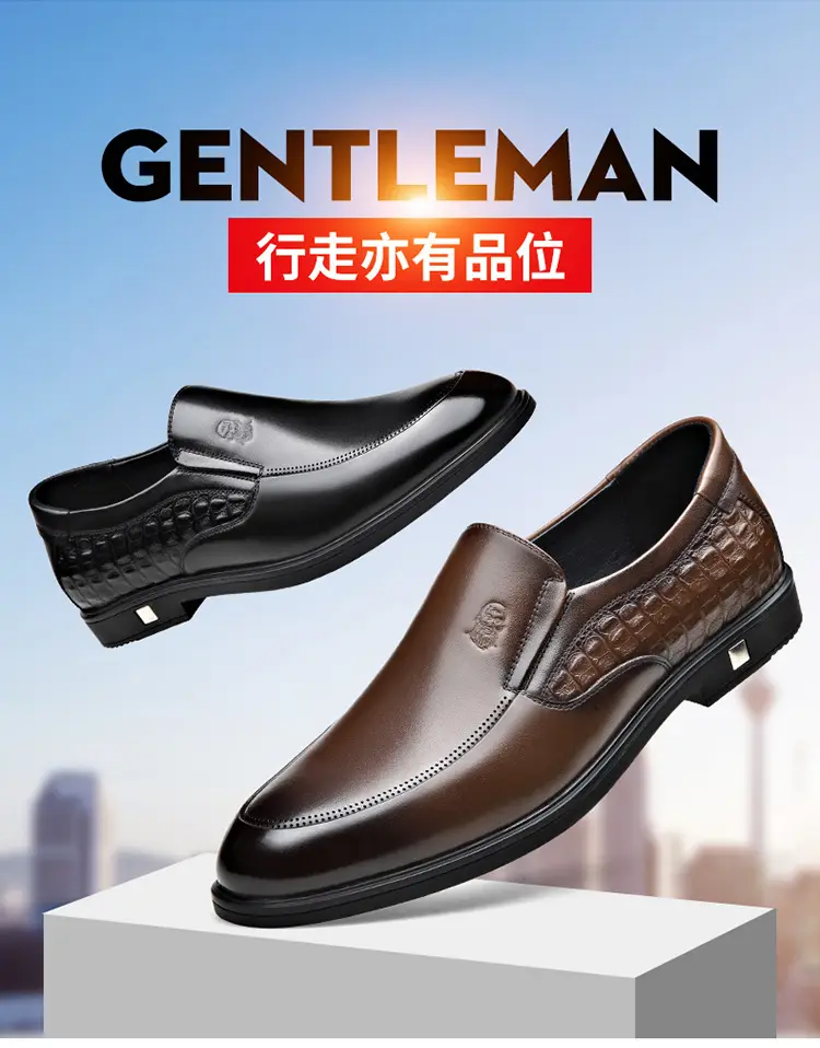 Men's human head, leather casual wedding shoes, crocodile print, genuine leather, cowhide — chobi 4