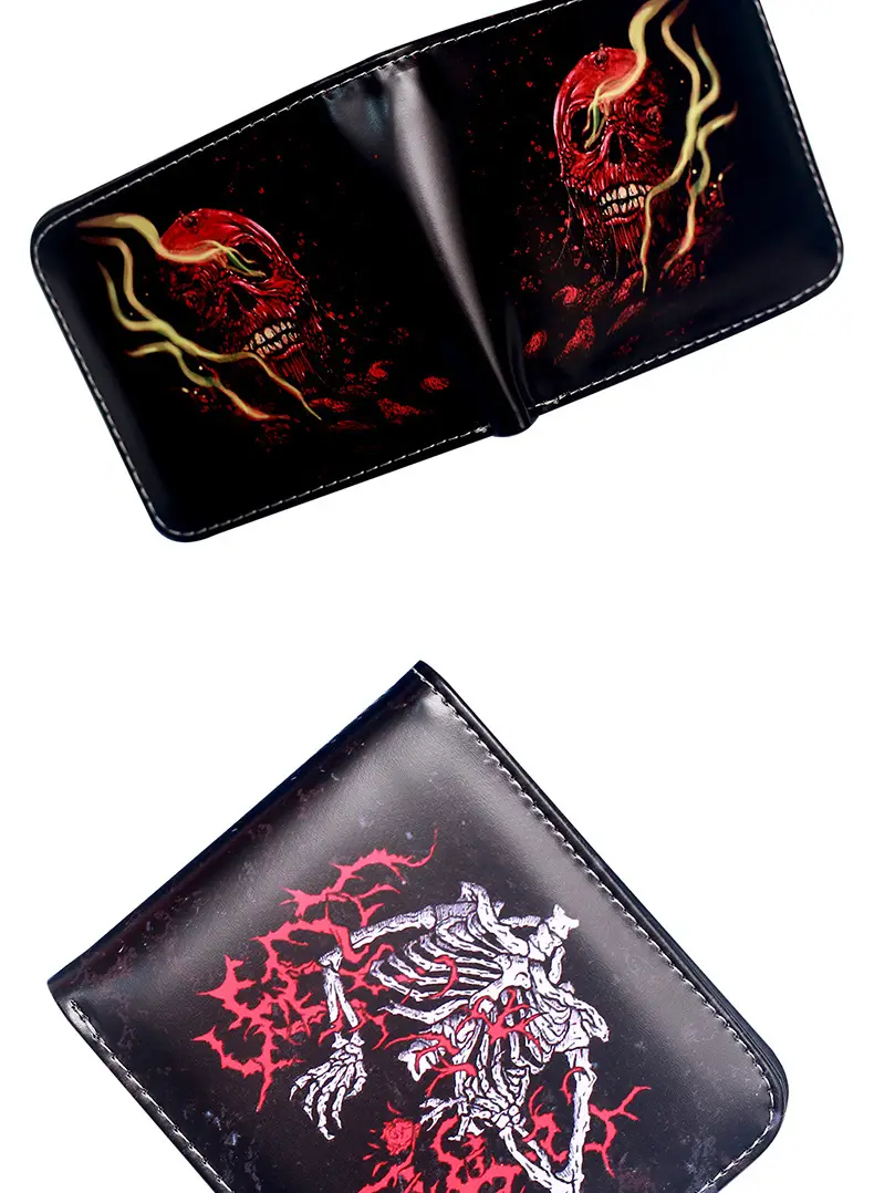 (Cross-border trading), wallet, short cartoon skull with zipper, new collection — chobi 15